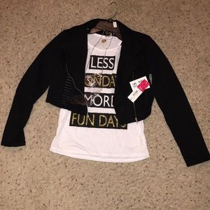 Girls sleeveless shirt, necklace, jacket, size XL